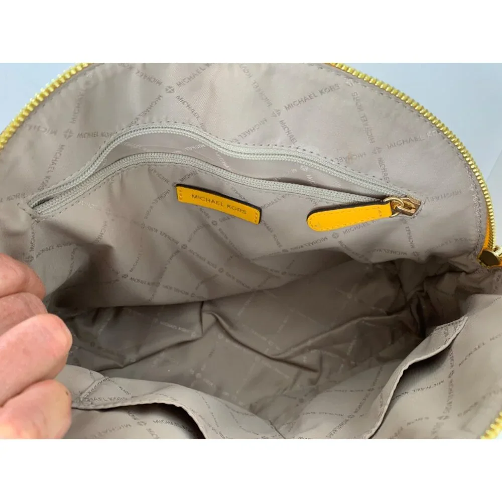 Michael Kors Yellow Leather Bowler Dome Bag Large Emmy Tote Crossbody Bag - Picture 8 of 8